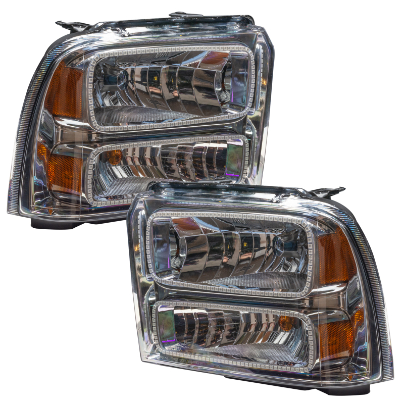 Ford Excursion Headlight Assemblies - ORACLE Lighting - ColorSHIFT w/o Controller - Chrome - 2005